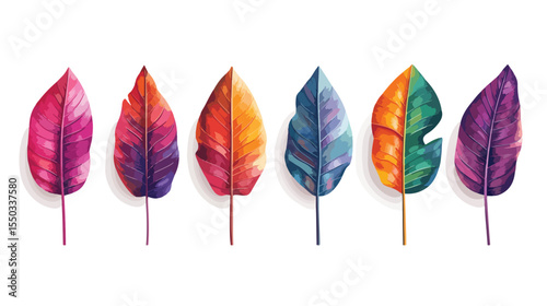 Exotic Leaf Plant Foliage Nature Flat Vector Illustration