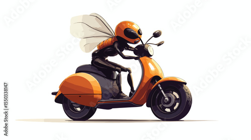 Fast Express Delivery Ant Courier Scooter Isolated