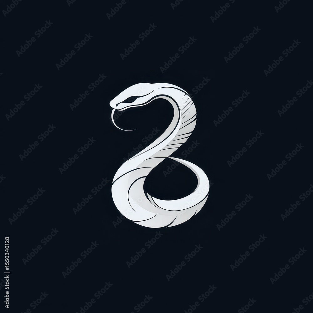 Naklejka premium Minimalist Vector Snake Logo: Modern Art in Black and White