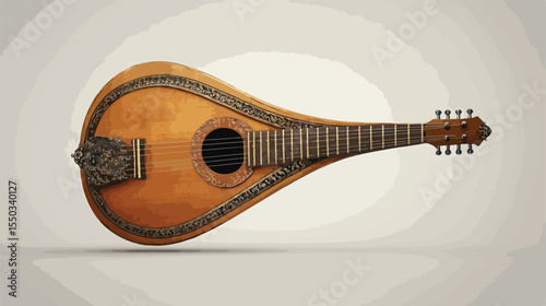 Flat Vector Illustration of a Musical Instrument - Guitar