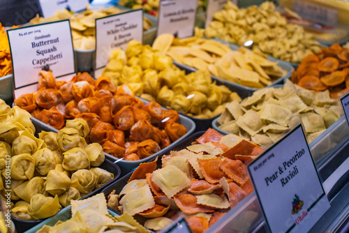Pasta shop in Granville Island Public Market in Vancouver, Canada
