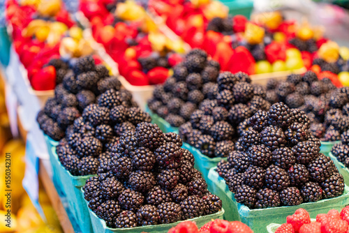 Fresh berries in Granville Island Public Market in Vancouver, Canada