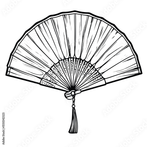 Cool Fan Cartoon Vector in Black and White