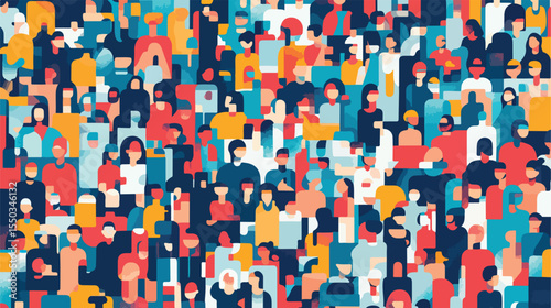 Diverse Social Network Design in Flat Vector Illustration