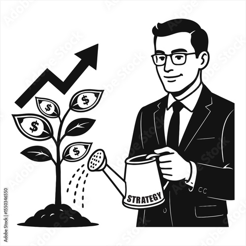 Business Growth Strategy Vector Illustration
