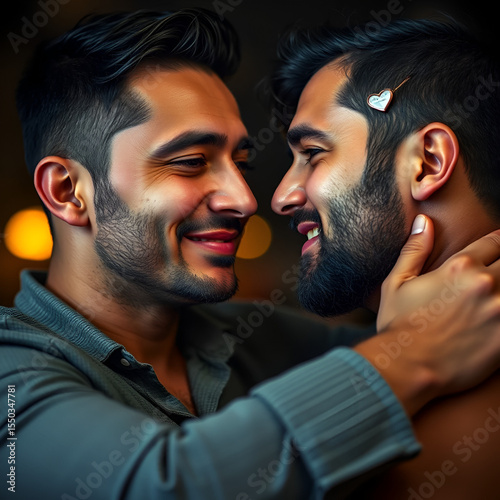 Valentine's day greeting from man or for man: impressive vivid image of loving middle eastern adult man. Love confession. Commercial conceptual art. Secret admirer. Adult romance.