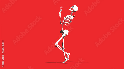Flat Vector Illustration of Female Skeleton Dancing