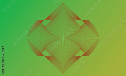 Green ribbon design with geometric style on green background