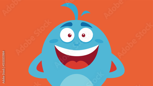 Character with Hands Behind Back A cartoonish character with a big exaggerated grin stands facing the viewer. Their hands are awkwardly tucked behind their back and their eyes are
