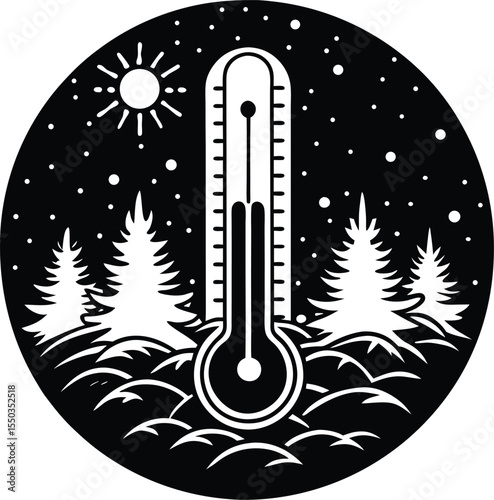 Silhouette of Thermometer in Snow