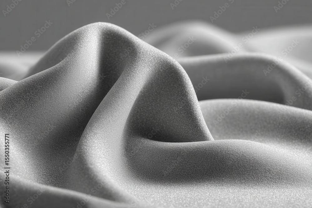 Obraz premium closeup view of soft fabric intertwined with fine sand set against clean soft gray background