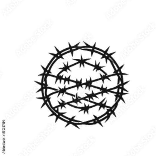 Black barbed wire fence in various shapes