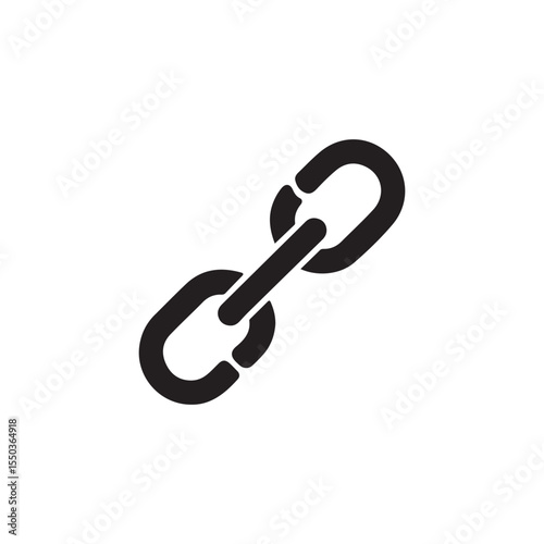 Simple Black Chain Icon Isolated on White Background.A clean, vector graphic of a chain link, perfect for representing connection, links, or security.