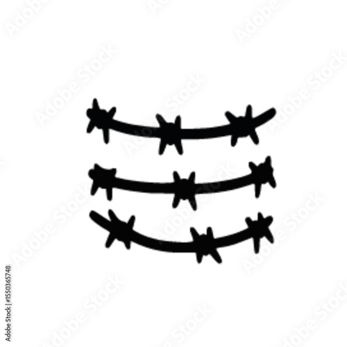 Black barbed wire fence in various shapes
