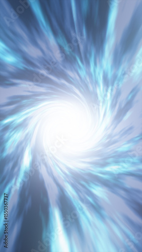 Swirling blue fiber optic tunnel creating a dynamic spiral with glowing motion blur