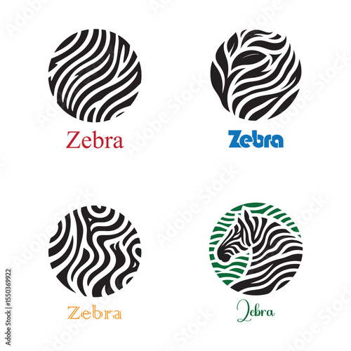 Zebra skin pattern logo vector illustration.