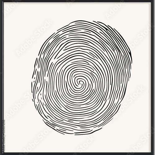 Fingerprint Cartoon Vector Illustration | Black and White Design