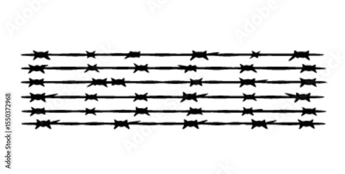 Black barbed wire fence in various shapes