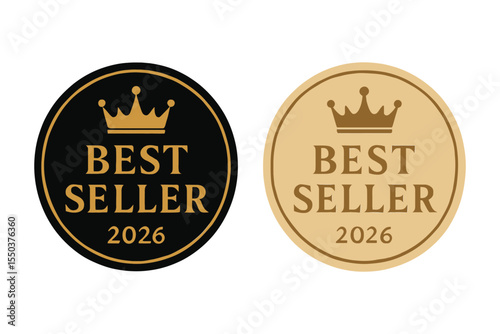 2026 Best Seller Award Badges Premium Black & Gold Design Elements for Top-Performing Products