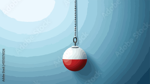 Professional Fishing Hook with Red and White Bobber Vector Illustration