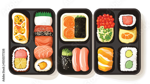 Modern Bento Box Icons Flat Vector Illustration