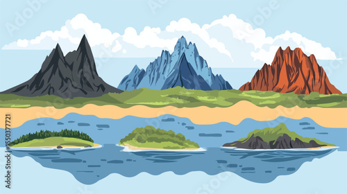 Flat Vector Illustration of Five Island Terrains