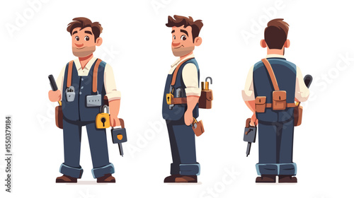 Modern Flat Design Locksmith Character Vector Illustration