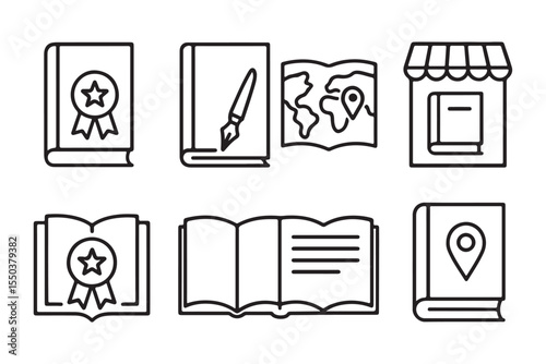 Award-Winning Books, Bookstore, and Global Literary Map  A Collection of Book Icons