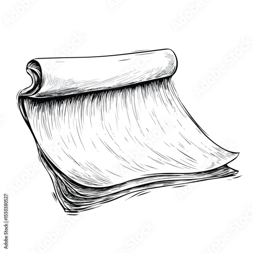 Cartoon Flip Paper Vector Illustration in Black and White
