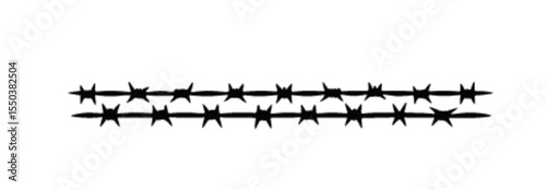 Black barbed wire fence in various shapes