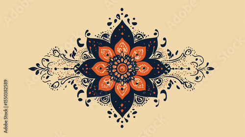 Flower Tattoo Mehndi Spiritual Symbol Flat Vector