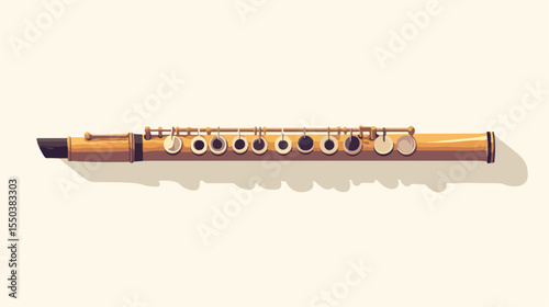 Flat Vector Illustration of a Flute Musical Instrument