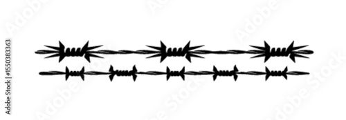 Black barbed wire fence in various shapes