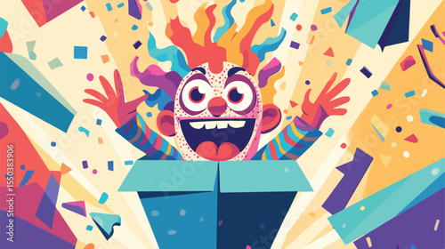 Creative April Fools Day Crazy Box Flat Vector Illustration