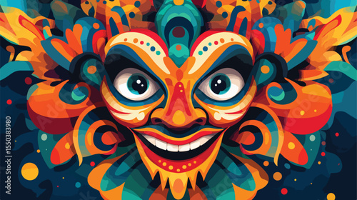 Colorful and Playful Crazy Mask Flat Vector Illustration for April Fools' Day