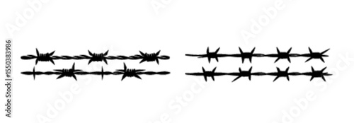 Black barbed wire fence in various shapes