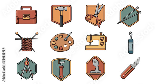 Craft Tools Icons Sewing, Knitting, Painting & More