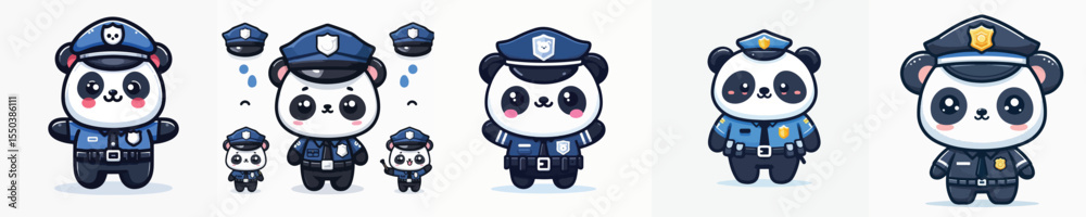 Obraz premium panda character vector in police costume