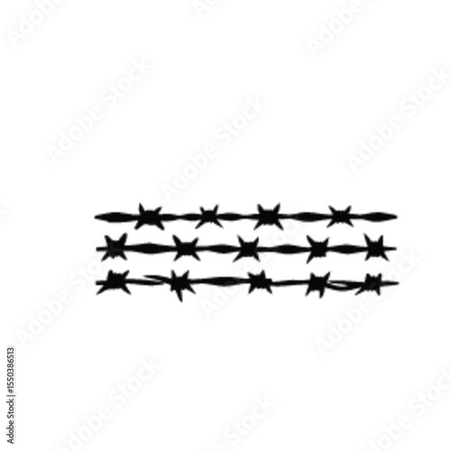 Black barbed wire fence in various shapes