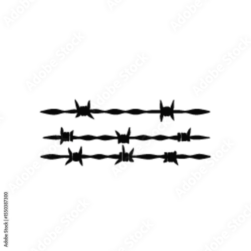 Black barbed wire fence in various shapes