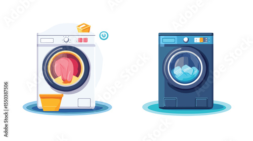 Professional Laundry Service Icons Vector Illustration