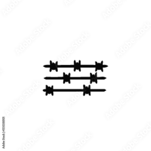 Black barbed wire fence in various shapes