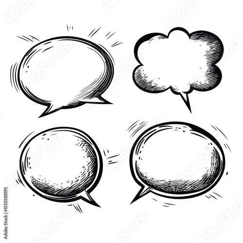 Four Speech Bubble Cartoon Vector and Illustration