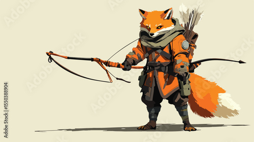 Fierce Fox Warrior Gaming with Archer on Shoulder