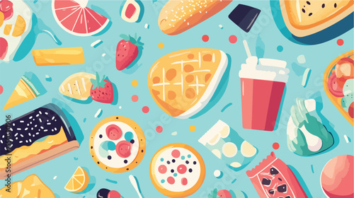Vibrant Fresh and Delicious Food Icons Vector Illustration