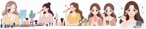 vector female character wearing make up