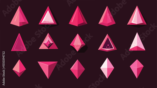 Vibrant Fuchsia Triangle Geometric Figures Painted Style