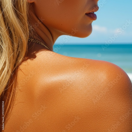 Wallpaper Mural Woman's Glistening Tan Shoulder at the Beach Torontodigital.ca