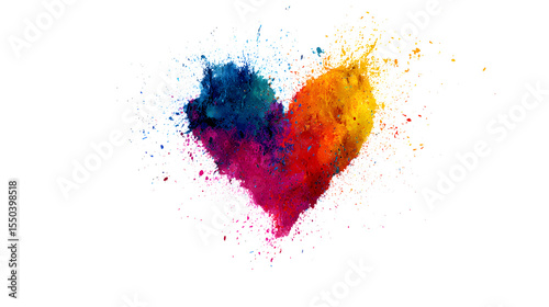 Colorful Abstract Heart Made of Paint Splashes