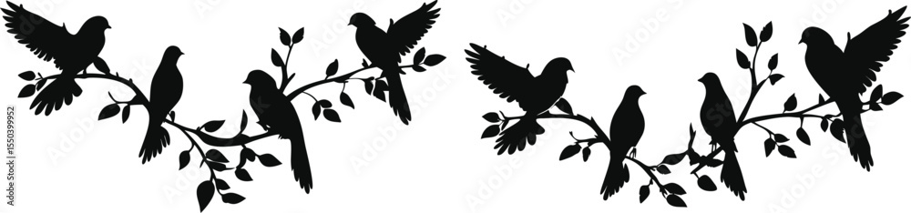 Fototapeta premium Hummingbirds in Flight with Floral Pattern